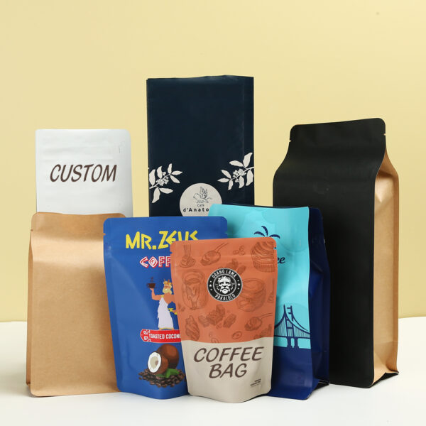 flat bottom coffee bags - custom coffee packaging