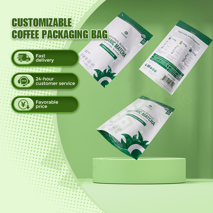 custom coffee packaging with printed logo and degassing valve