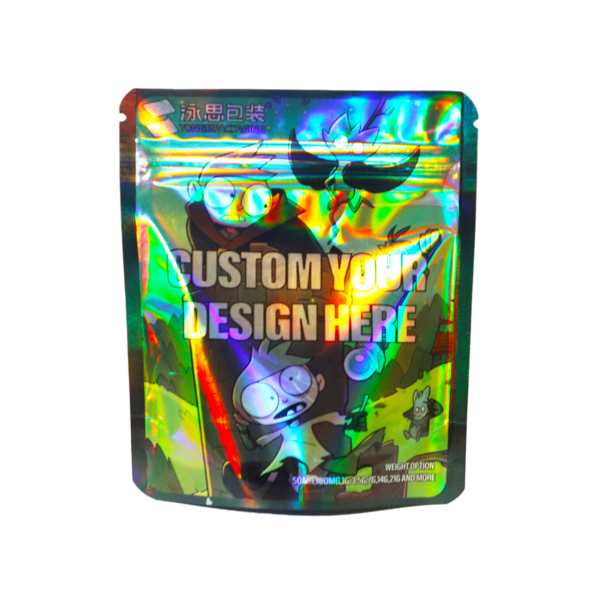 Mylar Bags Stand up Pouch 3.5 Custom Ziplock Colored Printed for Food Storage Zip Coffee Shaped Clear Reusable Holographic Bag