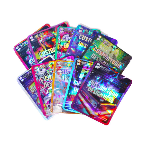 Mylar Bags Stand up Pouch 3.5 Custom Ziplock Colored Printed for Food Storage Zip Coffee Shaped Clear Reusable Holographic Bag - 图片 4