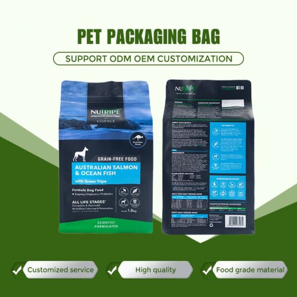 Custom Flat Bottom Stand-Up Plastic Bags for Dry Pet Food for Dog Food Chewing Gum Sushi Milk Packaging Printing - 图片 6